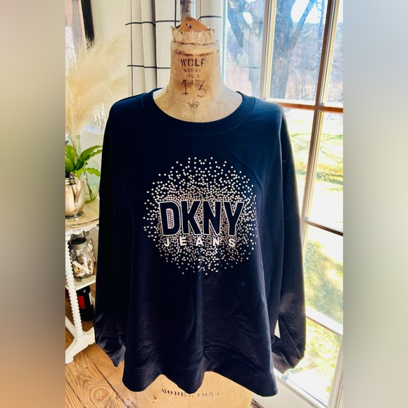 Black DKNY Jeans Sequined Sweatshirt - Picture 1 of 6